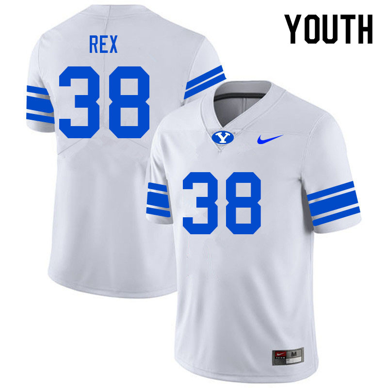 Youth #38 Preston Rex BYU Cougars College Football Jerseys Sale-White - Click Image to Close